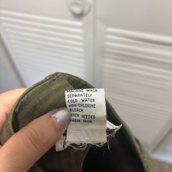 Clio Olive Green Cargo Striped Cotton Midi Skirt - Zip and Button Size 8 - Picture 8 of 8